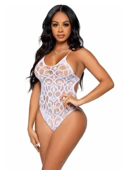 Leg Avenue Seamless Scroll Lace Bodysuit O/S White