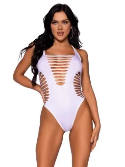 Leg Avenue Racer Back Thong Bodysuit O/S White